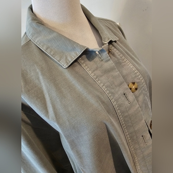 J. Jill Size Large Green Modern Barn Coat Cotton Utility Shacket Jacket Button - Picture 9 of 12